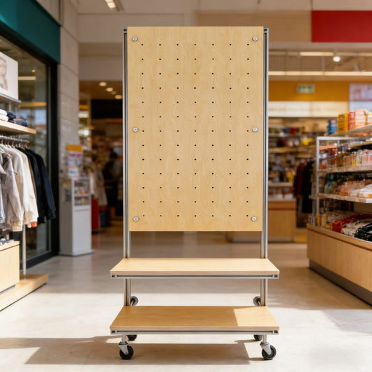 Mobile Industrial Pegboard Display Rack