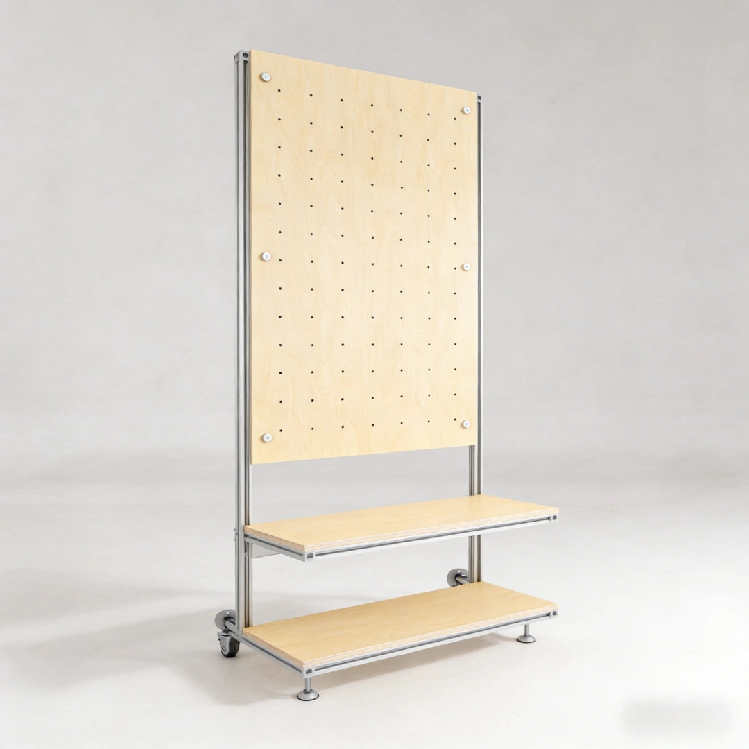 Mobile Industrial Pegboard Display Rack