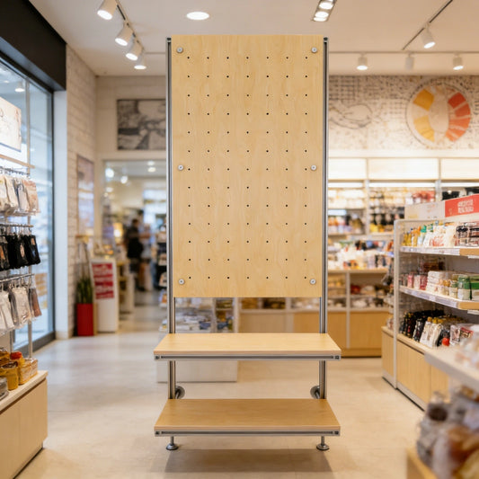 Mobile Industrial Pegboard Display Rack