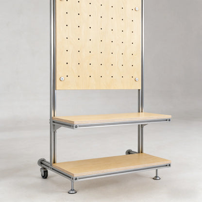 Mobile Industrial Pegboard Display Rack