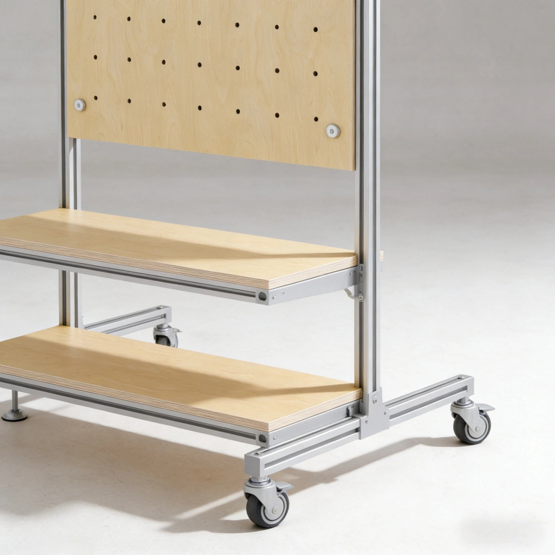 Mobile Industrial Pegboard Display Rack