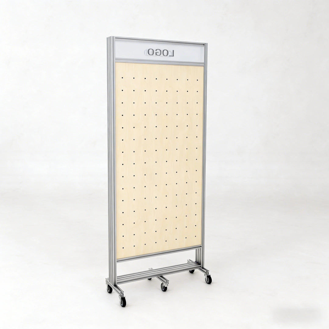 Mobile Industrial Pegboard Display Rack