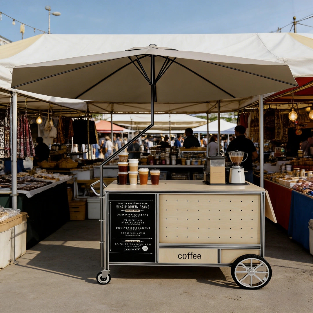 Retro-Industrial Mobile Coffee Cart